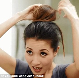 VIDEO - Rise of the 'sock bun': How to master the hipster updo that is fast becoming the height of hair fashion Article-2326370-19D7FAC2000005DC-149_306x305