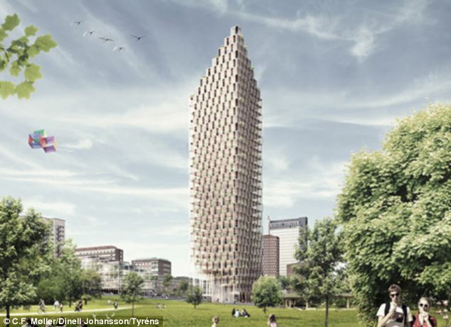 Architects plan the world’s tallest WOODEN skyscraper in Sweden Article-2345390-1A6C61F1000005DC-780_634x461