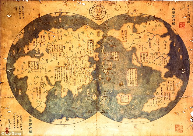 Does this map from 1418 prove historian's controversial claim that the New World was discovered by the CHINESE 70 years before Columbus? Article-2449265-189801FF00000578-163_634x449