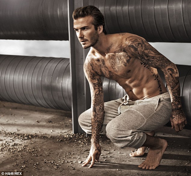 VIDEO - Becks back in his kecks! David smoulders as he strips off for latest H&M underwear campaign Article-0-1AE8EC1C00000578-484_634x586