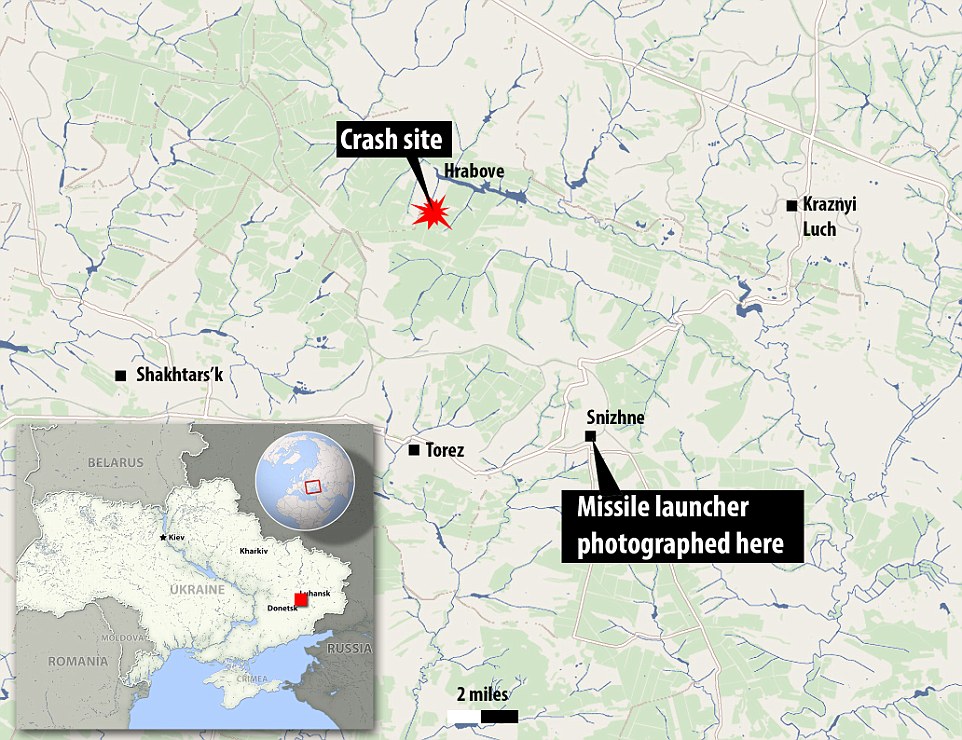 Un avión de Malaysia Airlines con 295 pasajeros es derribado en el este de Ucrania - Página 8 1405686918425_wps_20_MH17_Torez_crash_site_map