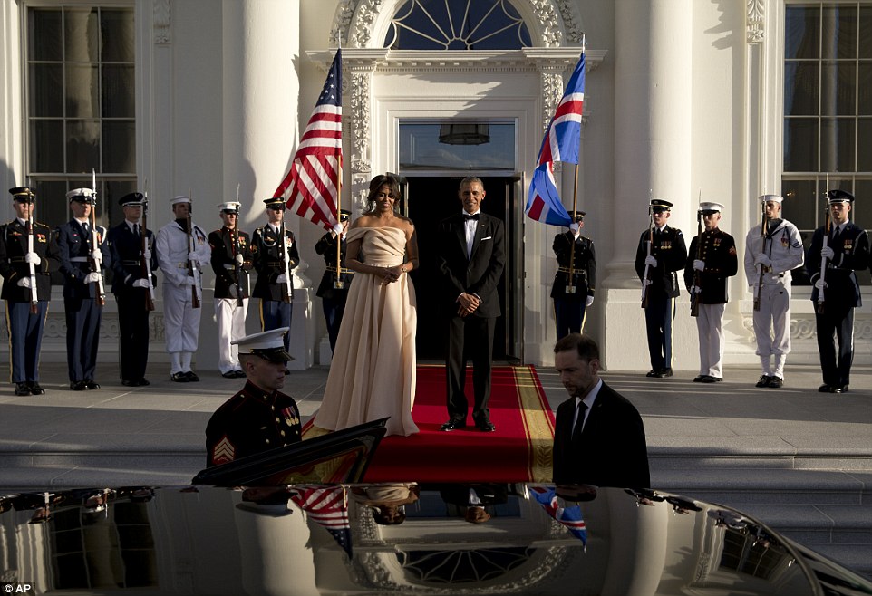 Breaking the ice! The Obamas host Nordic leaders at star-studded state dinner 34255D3A00000578-0-image-a-4_1463184770319