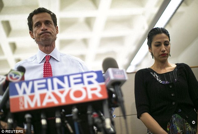 Anthony Weiner deletes Twitter after he is caught sexting AGAIN while long-suffering wife Huma campa 37ABFD7B00000578-3762999-image-a-11_1472475525825