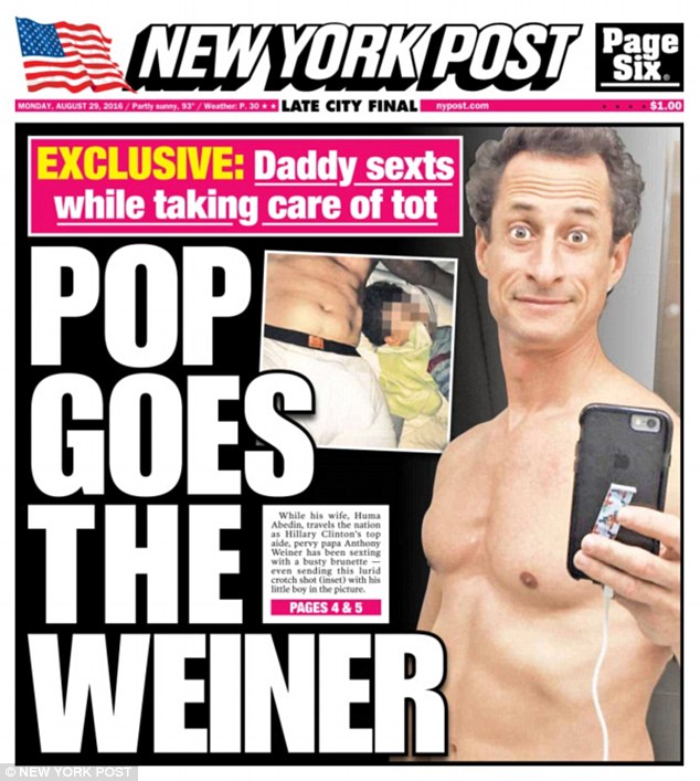 Anthony Weiner deletes Twitter after he is caught sexting AGAIN while long-suffering wife Huma campa 37AF459900000578-3762999-image-a-1_1472475445148