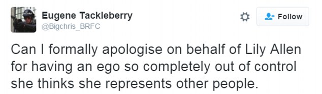 Lily Allen Causes a Twitter Furore after apologising for the whole of the British people 3954420A00000578-3834170-image-a-35_1476274849311