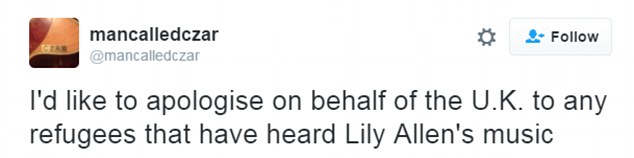 Lily Allen Causes a Twitter Furore after apologising for the whole of the British people 3954421E00000578-3834170-image-a-38_1476274886845