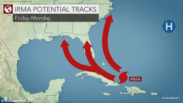 UPDATED - Florida declares state of emergency as Hurricane Irma becomes a 'life-threatening' Category 5 storm with 175 mph winds 43EDA1BA00000578-4852218-image-a-1_1504610393826