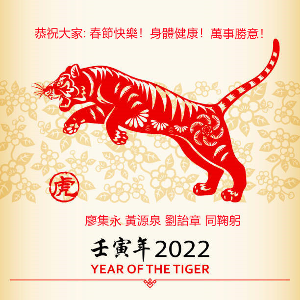 Celebrate-the-Year-of-the-Tiger-2022-with-the-red-colored-paper-cut-on-floral-background-the-Chinese