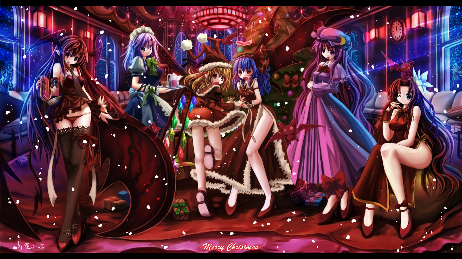 Celebraciones varias Animegirlstouhouscarletdevilchristmas_christmas_treecolorfulhd1080p