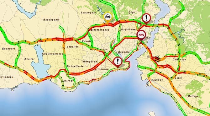 İstanbul’da trafik kilit! Harita3