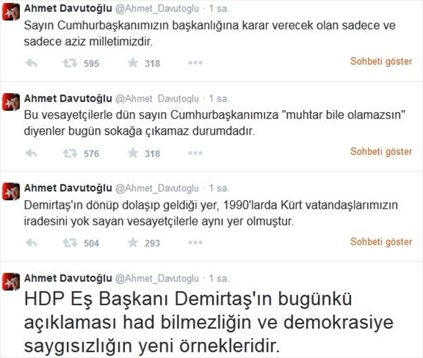 Başbakan Ahmet Davutoğlu'dan Demirtaş'ın açıklamalarına sert yanıt geldi. 11