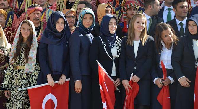 19 Mayıs Atatürk'ü Anma, Gençlik ve Spor Bayramı nedeniyle Anıtkabir'deki törende sakallı devlet memurları ve türbanlı öğrenciler dikkat çekti. Anitkabir-2