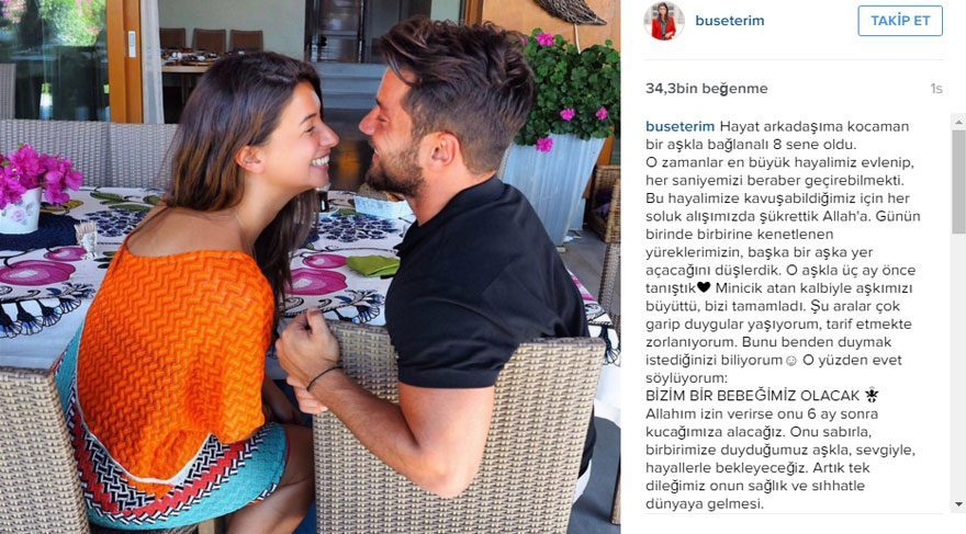 Buse Terim ve Volkan Bahçekapılı çiftinden müjdeli bir haber var. Buseinsta