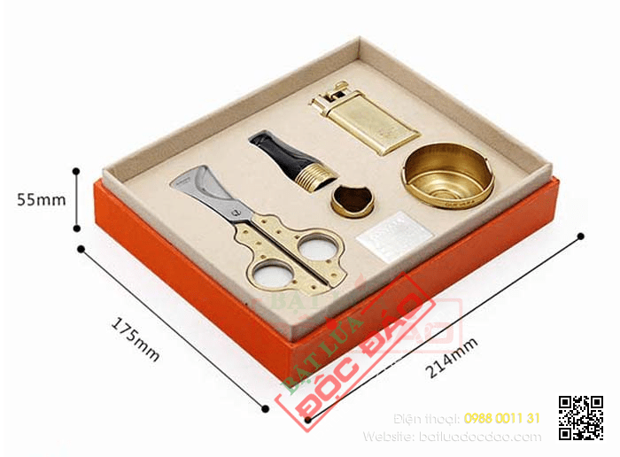 Set bật lửa khò, kéo, tẩu, gạt tàn, đế để xì gà Guevara cao cấp 1508385694-keo-cat-tau-bat-lua-gat-tan-de-xi-ga-guevara-t65-3