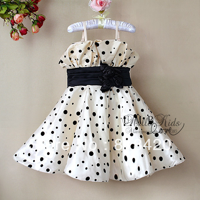 فساتين حصريه للبنوتات رووووعه 2013-New-Stylish-Children-Formal-font-b-Dresses-b-font-High-Grade-White-And-Black-Dot