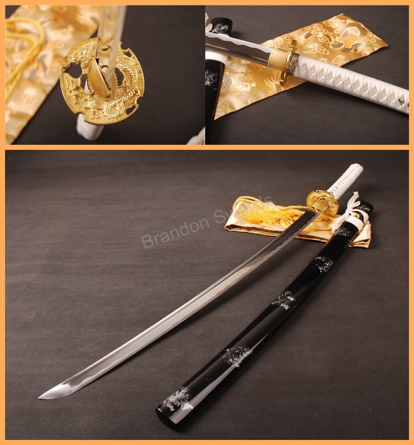 Ataku's armory Hand-Forged-JP-Katana-font-b-Sword-b-font-White-font-b-Hilt-b-font-Black