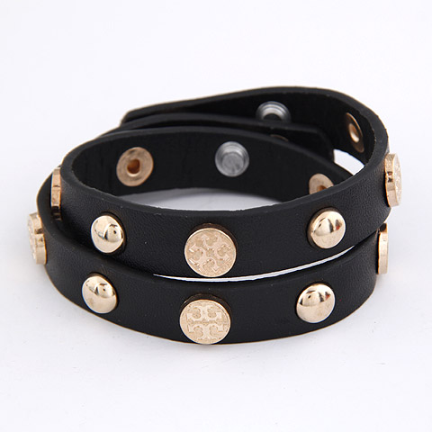 اكسسوارات يد جلدية Bracelet-female-fashion-all-match-metal-rivet-accessories-double-layer-leather-bracelet-multi-layer-bracelet-leather