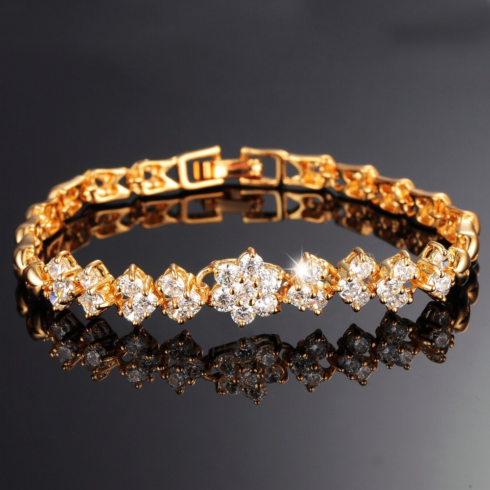 افخم الاساور من الذهب والماس 2015  OPK-New-Fashion-18K-Real-Gold-Bracelets-For-Women-Luxury-White-Stones-Zirconia-Wedding-Jewelry-Bangle