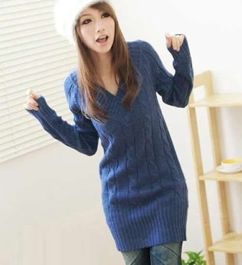 ملابس شتوية روووووعة Free-shipping-v-neck-pattern-solid-full-sleeve-knitwear-casual-women-knitted-sweater-coat-dress-pullovers