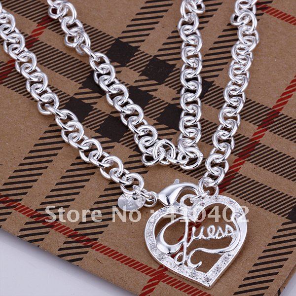 قلادات "LoVe" Free-shipping-N175-silver-plate-fashion-cheap-Heart-shaped-letter-pendant-chain-link-necklaces-jewelry-set