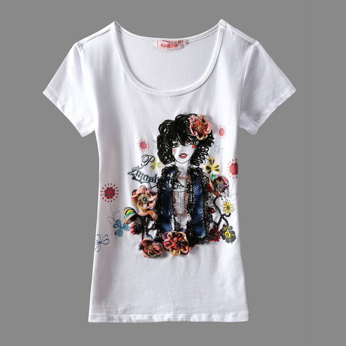 صور قمصان ولا اروووع للفتيات ... 2013-women-s-summer-female-short-sleeve-T-shirt-formal-gentlewomen-T-shirt-cartoon-embroidered-female