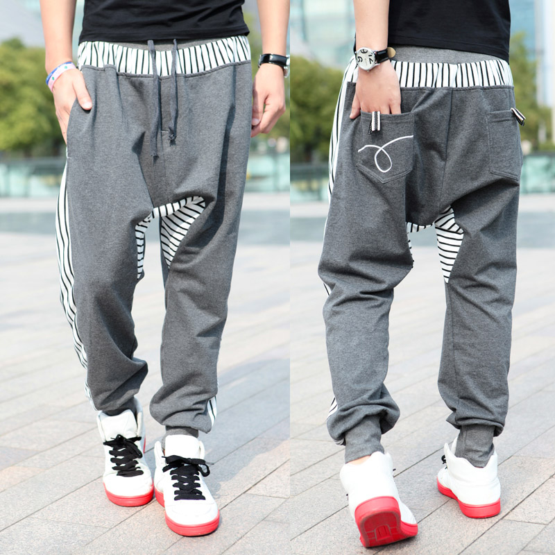 Fashion Sport Korean Korean-harem-pants-Stripe-splicing-Fashion-Sport-Cotton-Casual-Men-s-Free-shipping-1-Piece-Wholesale