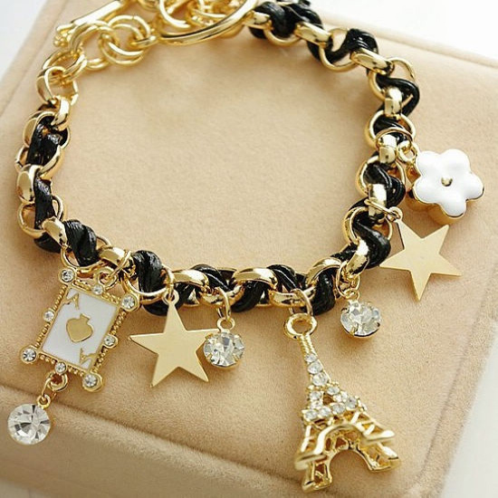 افضل تصميمات الاساور لعام 2015 2015-New-Fashion-Braid-Leather-Bracelet-Eiffel-Tower-Star-Rhinestone-Leather-Charm-Bracelets-Bangles-for-Women