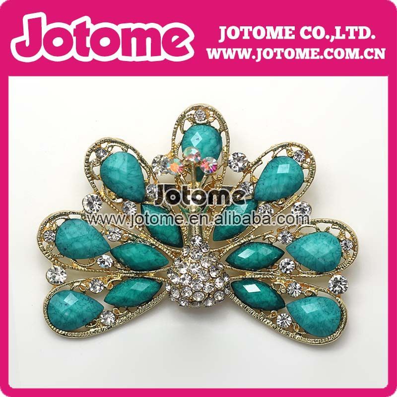 اشياء الطاوس Free-shipping-Vintage-Style-Antique-Gold-Plated-Turquoise-and-Blue-Rhinestone-Crystal-font-b-Peacock-b