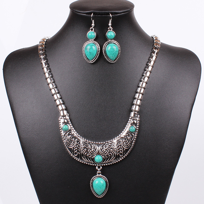 مجوهرات فخمة للمناسبات TL4007-Anti-Silver-Plated-Four-Colors-Indian-Jewelry-Set-Necklace-Earrings-For-Women-Men-Free-Shipping