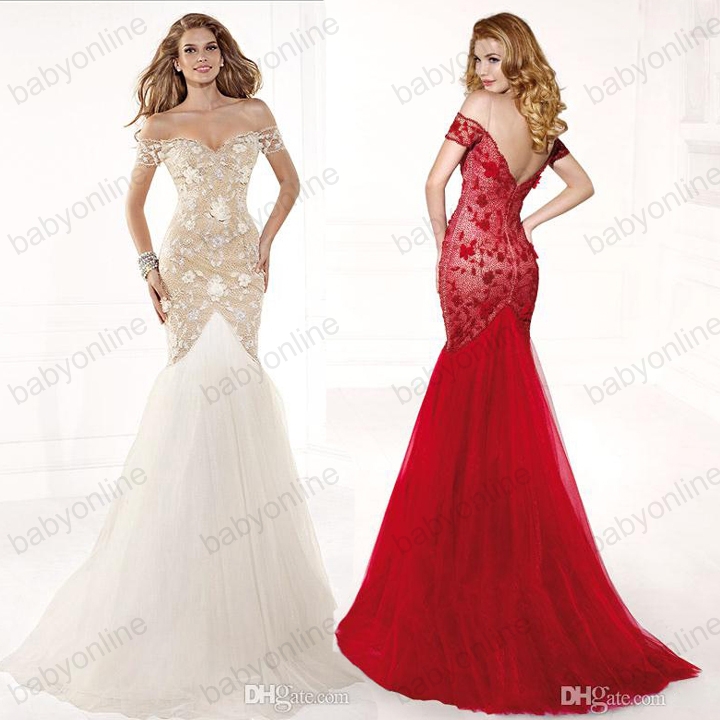 UPDATE ĐẦM DẠ HỘI (EVENING GOWN) ĐẸP - Page 2 White-Red-Designer-Lace-Backless-Cheap-Mermaid-font-b-Gown-b-font-2014-Formal-Evening-Dresses