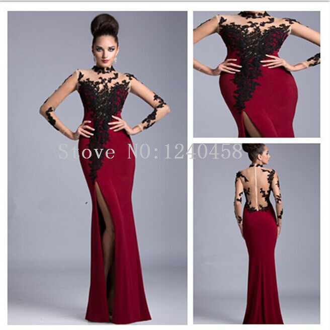 Sangre y sombras. 2014-fashion-elegant-evening-dress-red-turtleneck-full-chiffon-mermaid-sexy-evening-prom-dress-with-long