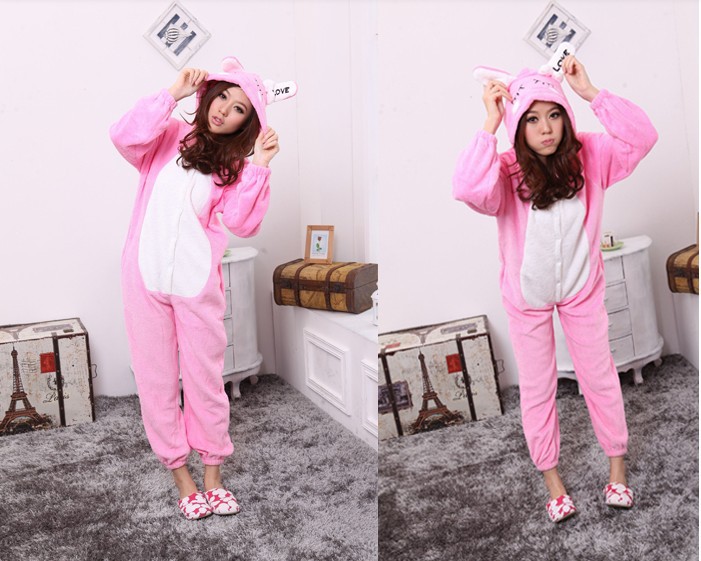  CÜte pygamas 2013 Hot-New-Kigurumi-Unisex-Pink-Rabbit-Cute-Cartoon-Anime-Pyjamas-Jumpsuits-soft-Homewear