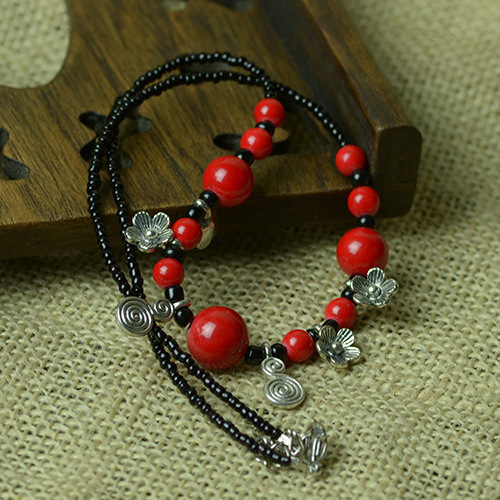 şό ςùtέ ..,! Personality-national-wind-Tibetan-silver-hoist-flower-natural-coral-beads-Tibetan-jewelry-bracelet-special-discount-red