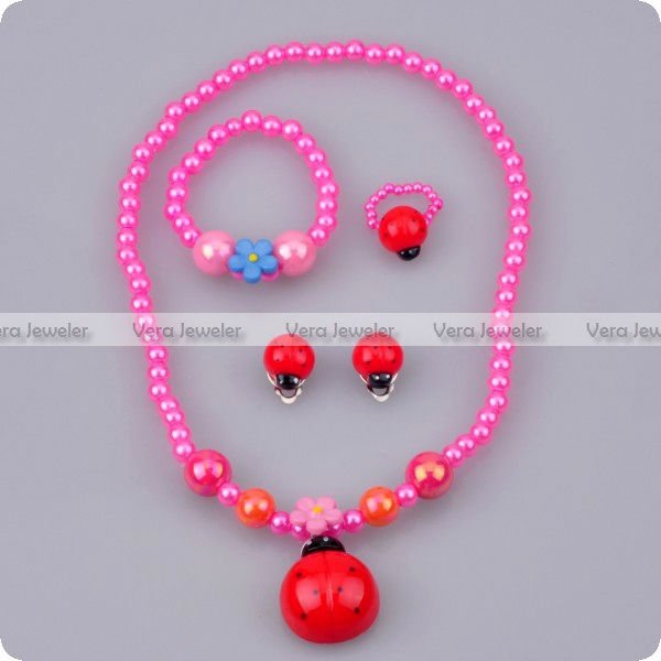 СП з Китаю  - Сторінка 10 Kid-Jewellery-Children-Party-Gift-Costumes-4-PC-Set-Jewelry-Set-Lovely-Ladybug-Ladybird-Shiny-Beads