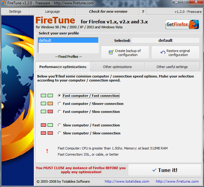 	زيادة سرعة و تحسين اداء متصفح فايرفوكس بأداة سهلة و حجم صغير FireTune_1