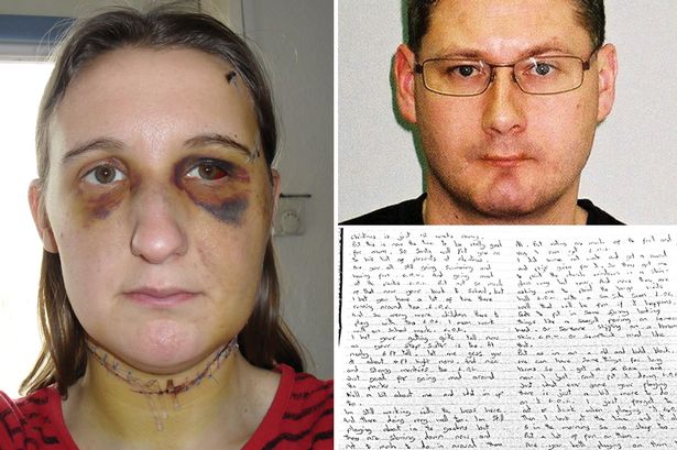 Mum who had throat cut by brutal ex faces JAIL if she refuses to write to him in prison  Blood-letters-main