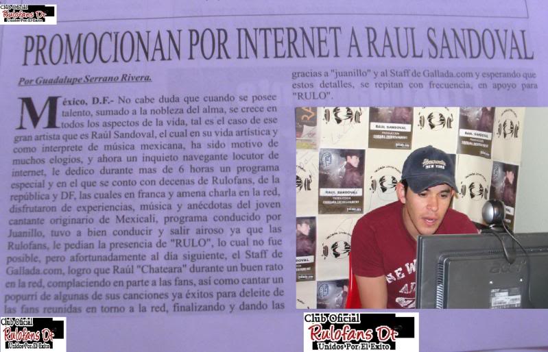 PROMOCIONAN POR INTERNET A RAUL SANDOVAL SL371573