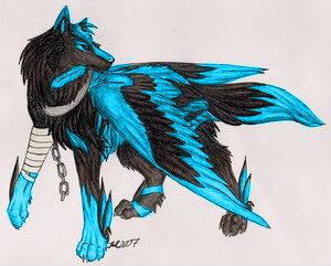 Thunder and his pack Wolfwithbluelegsandwings