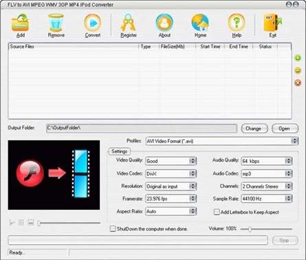 برنامج لتحويل صيغ اليوتيوب FLV to avi mpeg wmv 3gp mp4 i FLV to avi mpeg wmv 3gp mp4 ipod converter Flv