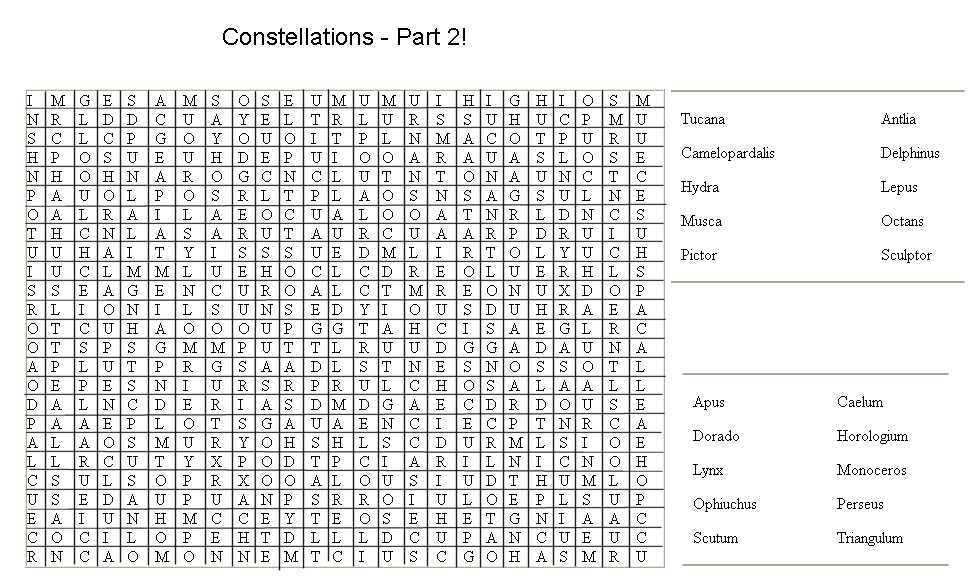 WORD SEARCH #2 - Constellations part 2 Wordsearch2-Grid