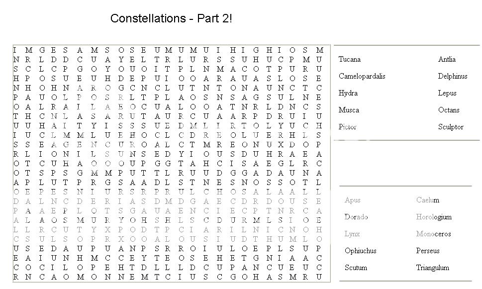 WORD SEARCH #2 - Constellations part 2 Wordsearch2