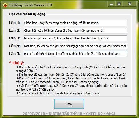 Tự động trả lời tin nhắn yahoo (Auto Reply Message 1.0.0) 1