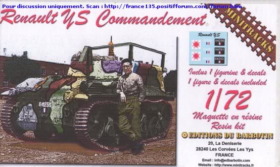 Renault YS de commandement. Minitracks, ref 72003. 1/72. Kit résine. MinitracksYSCmdmtREF720031