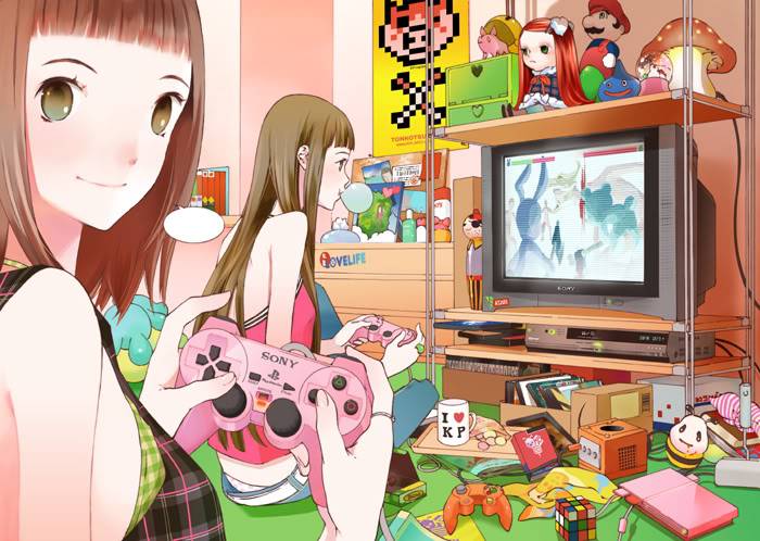 انمي تلعب بلاي ستيشن وتلعب psp..لا تفوتكم الانمي عندنا غيييير Ps2-gaming-girls