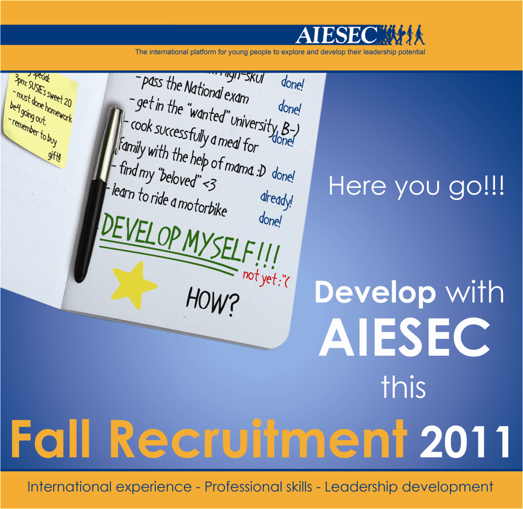 Develop yourself with AIESEC Fall Recruitment 2011! Poster