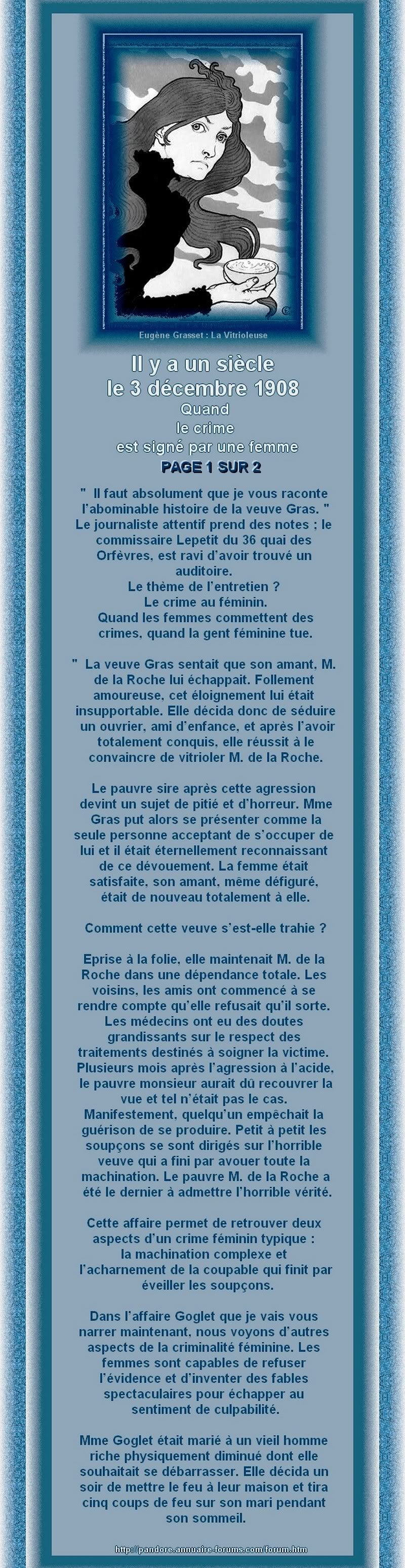 CRIMES DE FEMMES - LE  3 DECEMBRE 1908 1-73