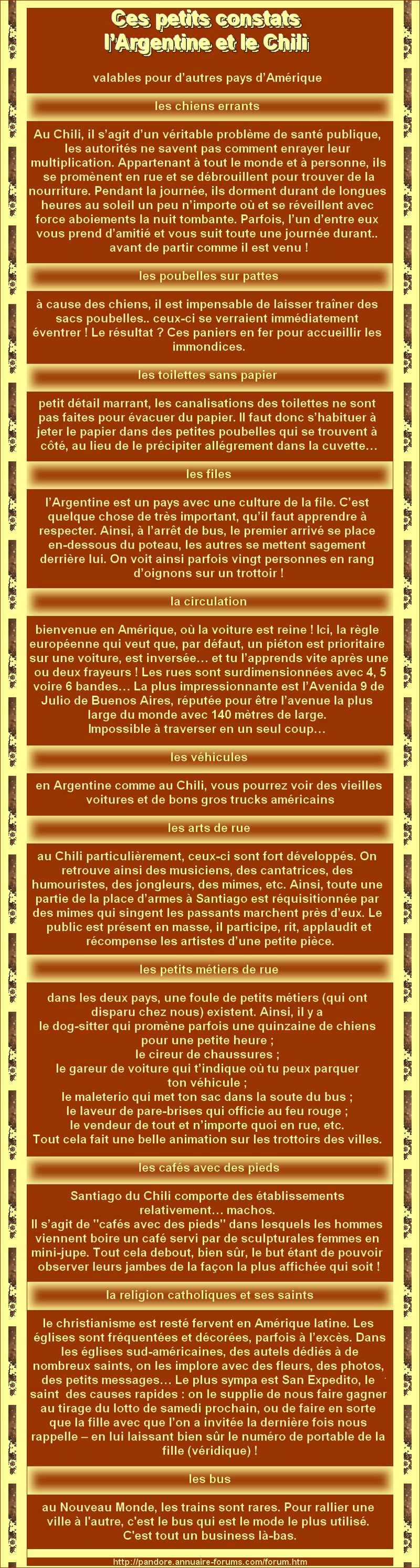 CHILI - ARGENTINE - CES PETITS CONSTATS 5-6