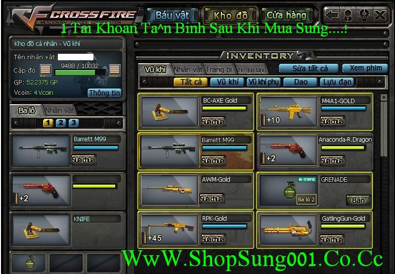 Full…Báu Vật…[ AWM Gold Rpk Gold Rose Fox Delta GatlingGun L0zl0z