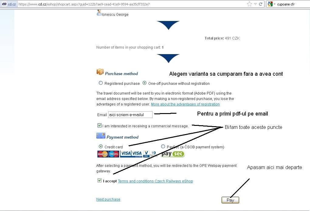 Tutorial - Cum cumperi bilet pe net de la Ceske Drahy 10