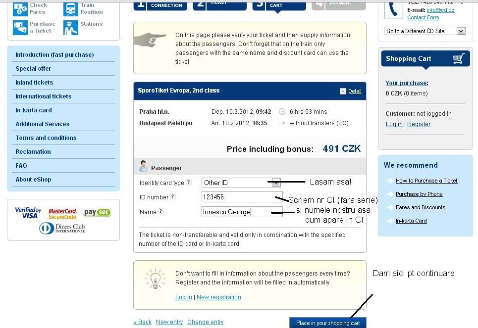 Tutorial - Cum cumperi bilet pe net de la Ceske Drahy 8
